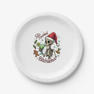 Prato De Papel Feliz Navidad Bitchachos Crânio Engraçado Espanhol