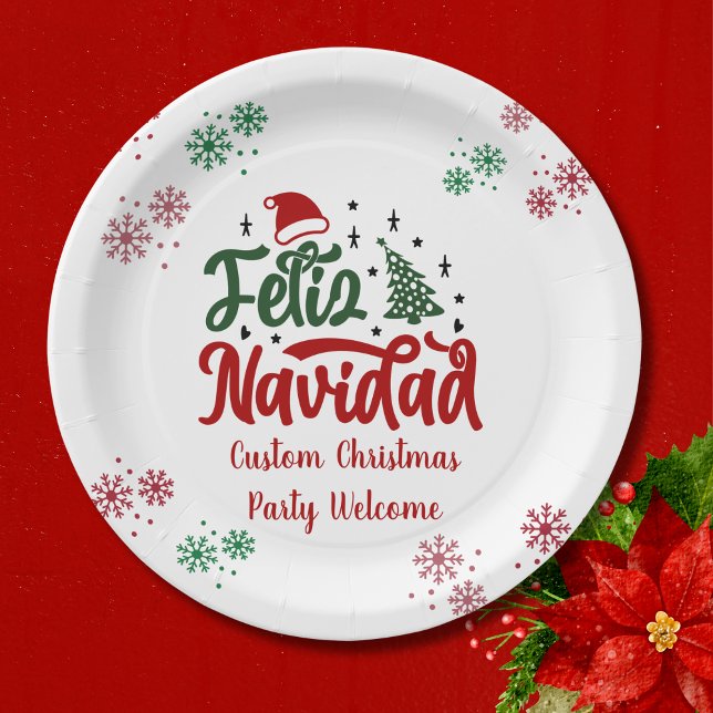Prato De Papel Feliz Navidad Espanhola Feliz Natal (Criador carregado)
