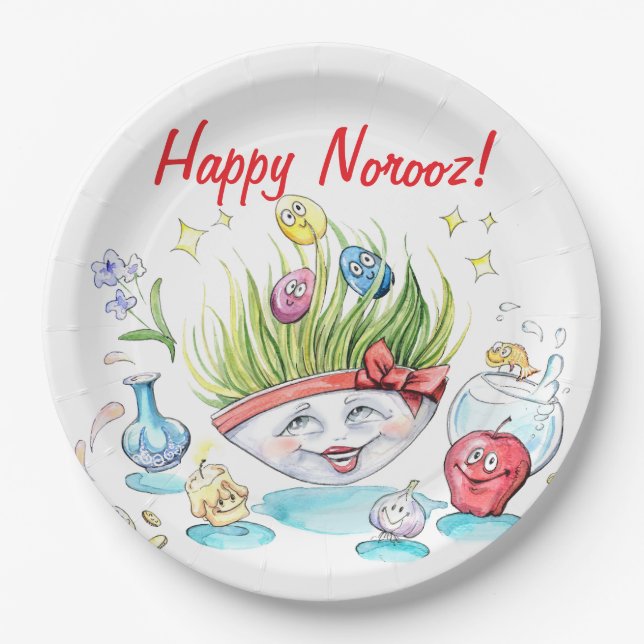 Prato De Papel Feliz Norooz Haft Sin mesa engraçada (Frente)