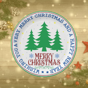 Prato De Papel Feliz papel de Natal