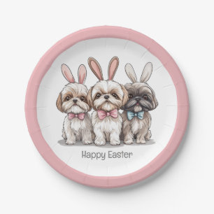 Prato De Papel Feliz Páscoa Shih Tzu Dogs