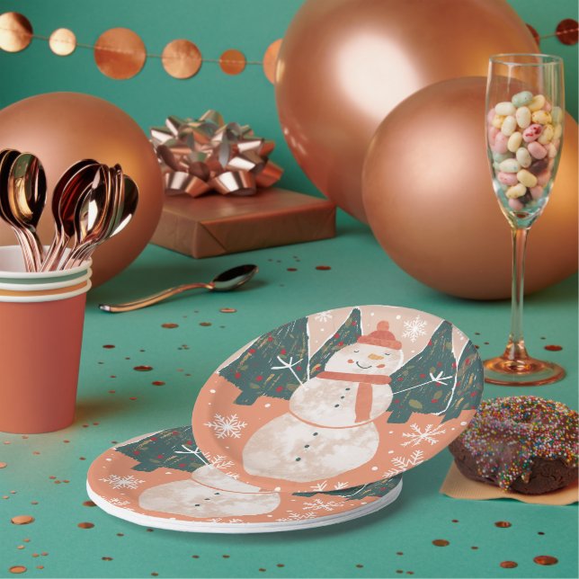 Prato De Papel Feliz Prata de Papel Snowman (Múltiplo)