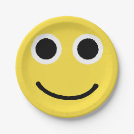 Prato De Papel Feliz Rosto Amarelo Sorrindo Emoticon Emoji