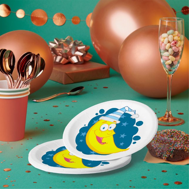 Prato De Papel Feliz rosto de lua (Criador carregado)