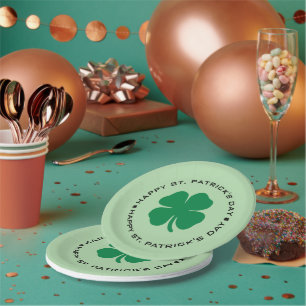 Prato De Papel Feliz Rua do Dia de Patrick Shamrock Lucky Charm