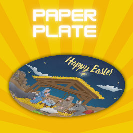 Prato De Papel Felz pascoa - Natividade |