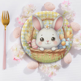 Prato De Papel Felz pascoa vibrante em fundo amarelo