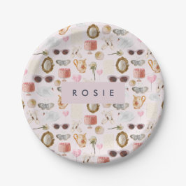 Prato De Papel Feminina Rosa Coqueteira Coquette Personalizada