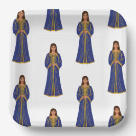 Prato De Papel Femme marocaine en Motif Caftan
