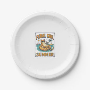 Prato De Papel Feral Girl Summer Gato Flutua Camisa Vintage Desig