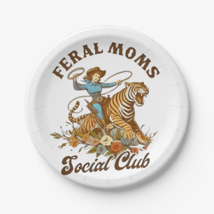 Prato De Papel Feral Mãe Social Club Funny Retro Boho Cowgirl