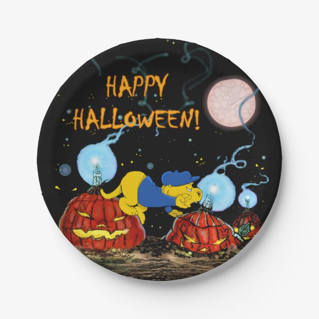 Prato De Papel Ferald e o Rotten Pumpkins | Festa de Halloween (Frente)