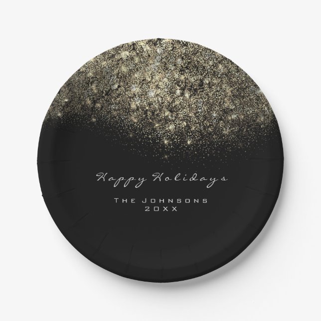 Prato De Papel Feriado branco branco branco branco-cinza Dourado  (Frente)