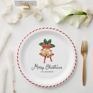 Prato De Papel Feriado De Natal E Feriado De Natal De Fita Vermel
