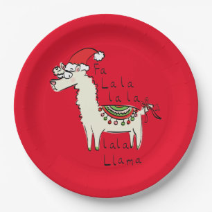 Prato De Papel Feriado de Natal Llama Cute Engraçado