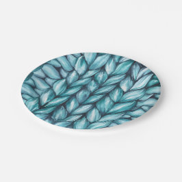 Prato De Papel Feriados azuis com Knit