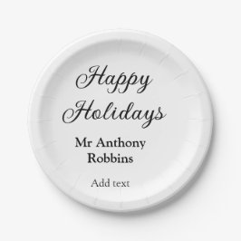 Prato De Papel Feriados felizes adicionam nome data ano simples m