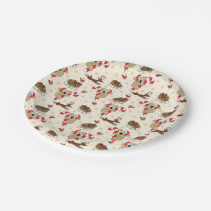 Prato De Papel Feriados felizes para Papais noeis bonitos