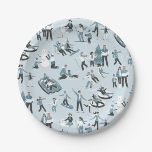 Prato De Papel Férias de Natal da Família de Invernos