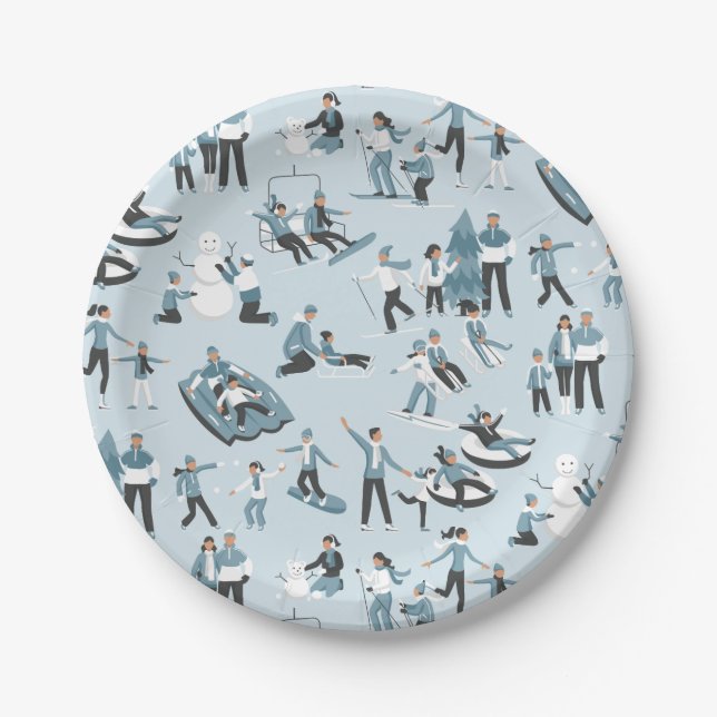 Prato De Papel Férias de Natal da Família de Invernos (Frente)