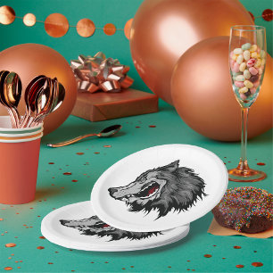 Prato De Papel Feroz Wolf Head Bold Wild Animal