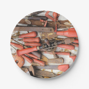 Prato De Papel Ferramenta Antiguamente Rustic Red Man