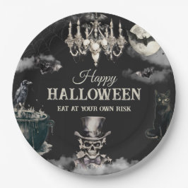 Prato De Papel Festa Anual de Halloween Dark Vintage Gothic Skull