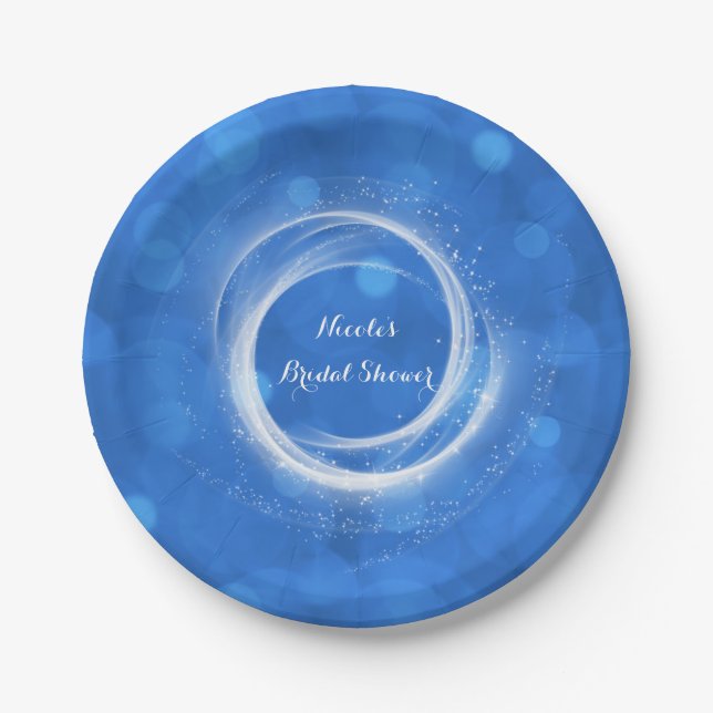 Prato De Papel Festa Blue & White Sparkle Cinderella para Qualque (Frente)