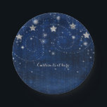Prato De Papel Festa Celestial Azul Brilhante e Prata<br><div class="desc">Placas De Festa Celestial Azul Brilhante E Prata Fresco. Personalizar com qualquer texto. Itens correspondentes estão disponíveis.</div>