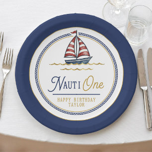Prato De Papel Festa de 1º Aniversário do Nauti One Sailboat