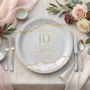 Prato De Papel Festa de 10º Aniversário de Casamento em Ágata com