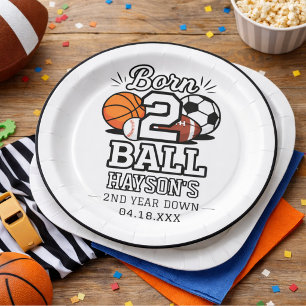 Prato De Papel Festa de 2º Aniversário Tema Esportes Nascido para