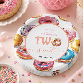 Prato De Papel Festa de 2 anos Two Sweet Donuts