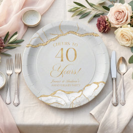 Prato De Papel Festa de 40 Anos de Casamento em Ágata Dourada Bra