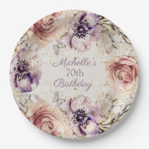 Festa de 70 anos Elegante Rosa Bege Roxo