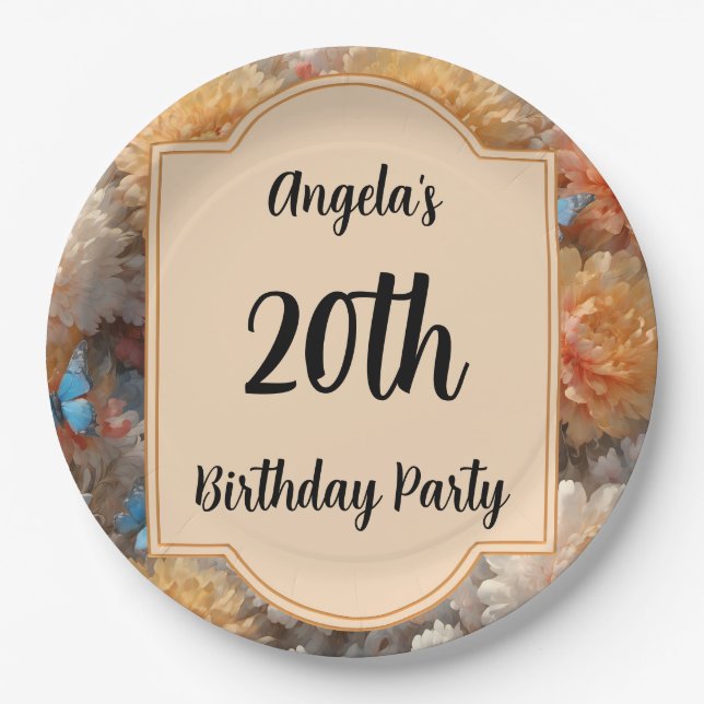 Prato De Papel Festa de aniversário 20 (Frente)