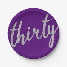 Festa de aniversário 30 Roxo prateado com "Trinta"