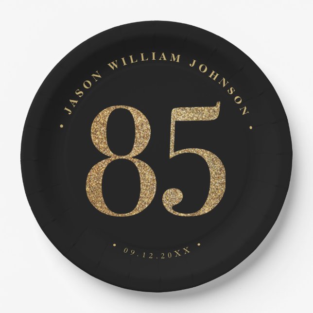 Prato De Papel festa de aniversário 85 (Frente)