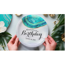 Festa de aniversário Aquarela Teal e Garrafa Doura