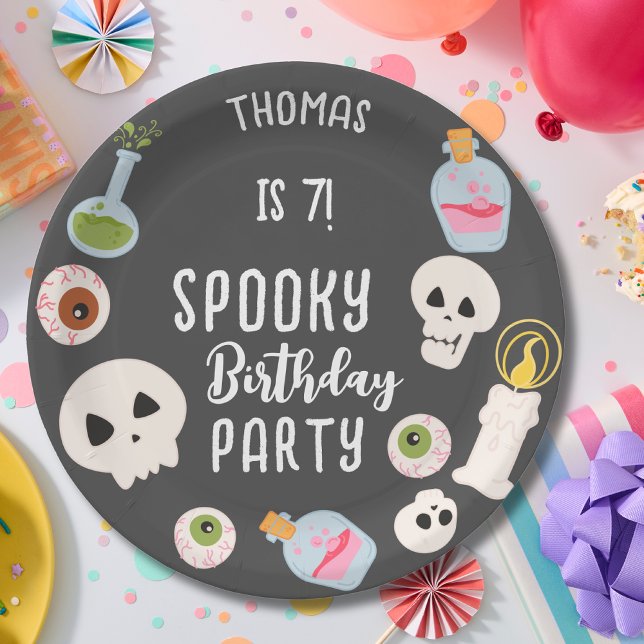 Prato De Papel Festa de aniversário assustadora de halloween (Criador carregado)