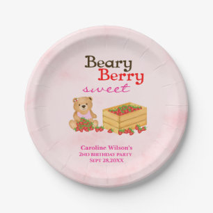 Prato De Papel Festa de aniversário Beary Berry Sweet Strawberry