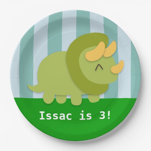 Prato De Papel Festa de aniversário bonito do dinossauro do (Frente)