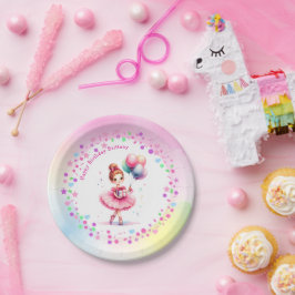 Prato De Papel Festa de aniversário da bonito Ballerina Rosa