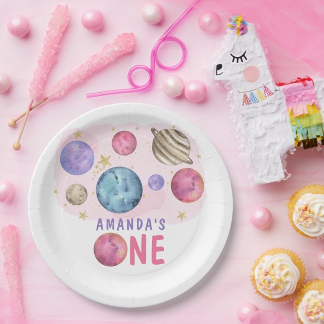 Prato De Papel Festa de aniversário da Galaxy Space Girl (Festa)