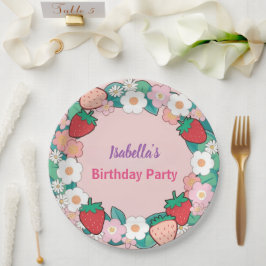Prato De Papel Festa de aniversário Daisy de Morango Vermelho par