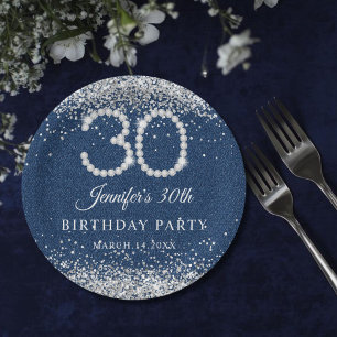 Prato De Papel Festa de aniversário de 30 anos de Ouros Elegantes