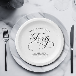 Prato De Papel Festa de aniversário de 40 anos da Caligrafia Eleg