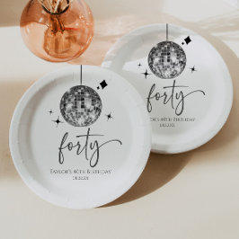 Prato De Papel Festa de aniversário de 40 anos de Bola de Disco d