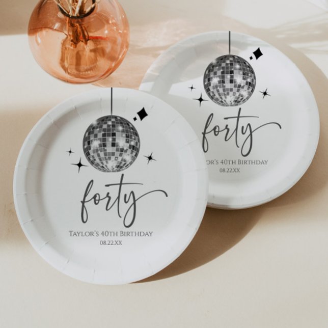 Prato De Papel Festa de aniversário de 40 anos de Bola de Disco d (Criador carregado)