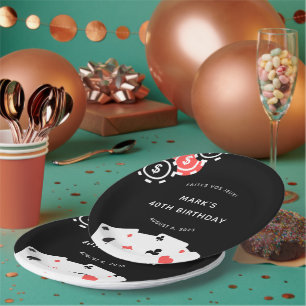 Prato De Papel Festa de aniversário de 40 anos Prevista do Casino